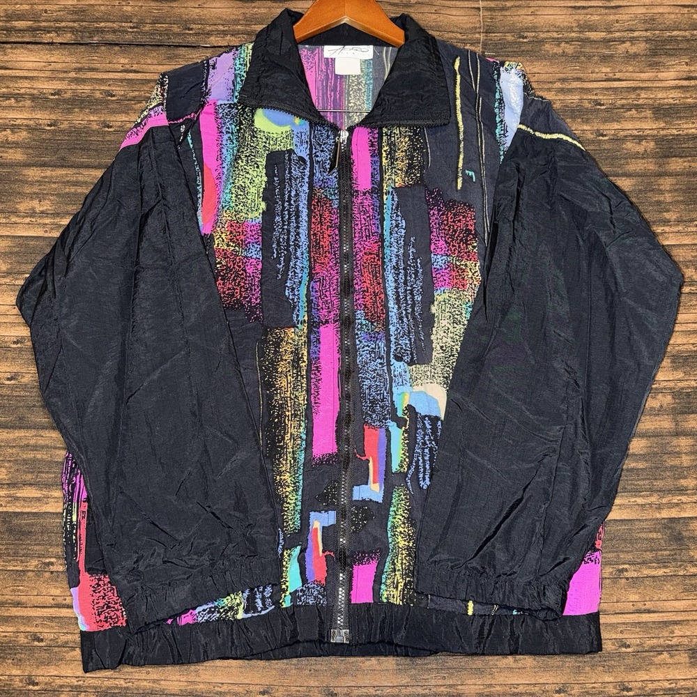 Aero Dynamics Full Zip Jacket Mens L Multicolor Vented Windbreaker